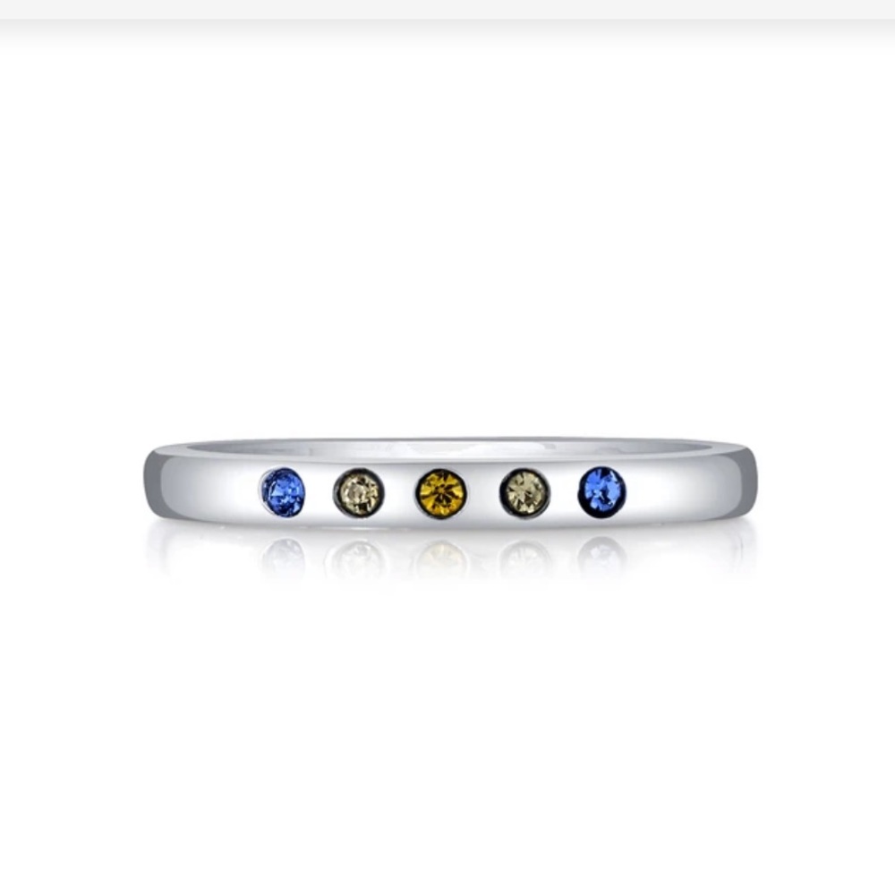 Yellow/Blue 5-Stone Silver Ring